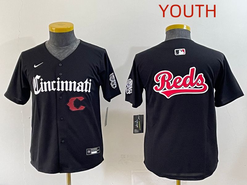 Youth 2025 Cincinnati Reds Blank Black Five generations Joint Name Nike MLB Jersey style 9->youth mlb jersey->Youth Jersey